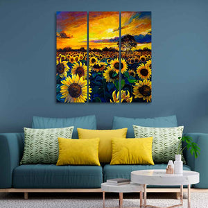 Garden of Sunflower Wall Painting Set of 3 Pieces