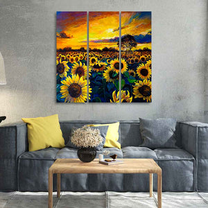 Garden of Sunflower Wall Painting Set of 3 Pieces