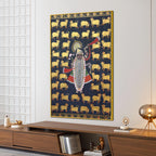 Gau Mata and Shrinathji’s Eternal Blessings Pichwai Canvas Wall Painting