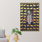 Gau Mata and Shrinathji’s Eternal Blessings Pichwai Canvas Wall Painting