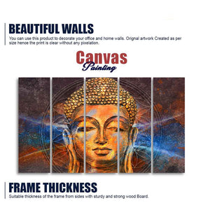 Gautam Buddha Head Wall Painting of Five Pieces