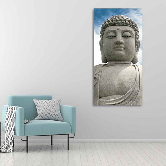 Gautam Buddha Sculpture Vertical Wall Painting