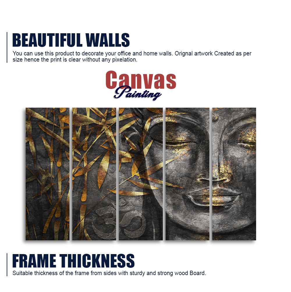 Gautam Buddha Sculpture Wall Painting Set of Five