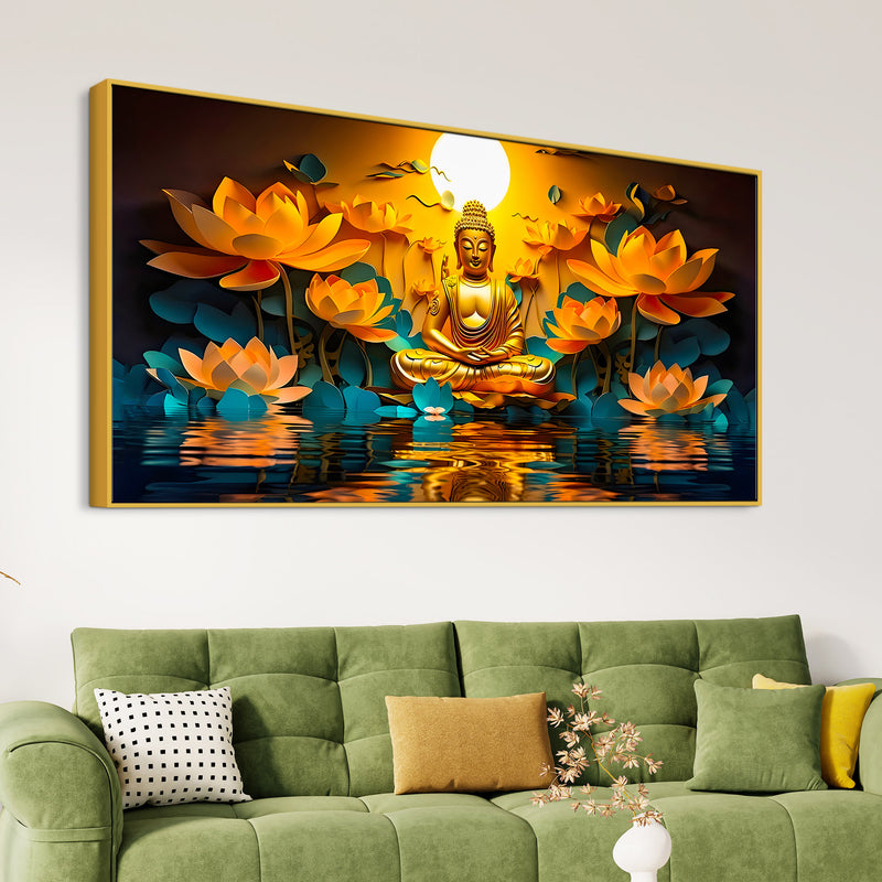 Gautam Buddha Wall Painting for Positive Interior Atmosphere