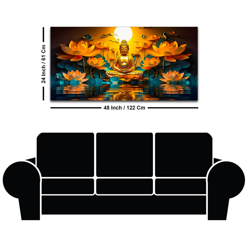 Gautam Buddha Wall Painting for Positive Interior Atmosphere