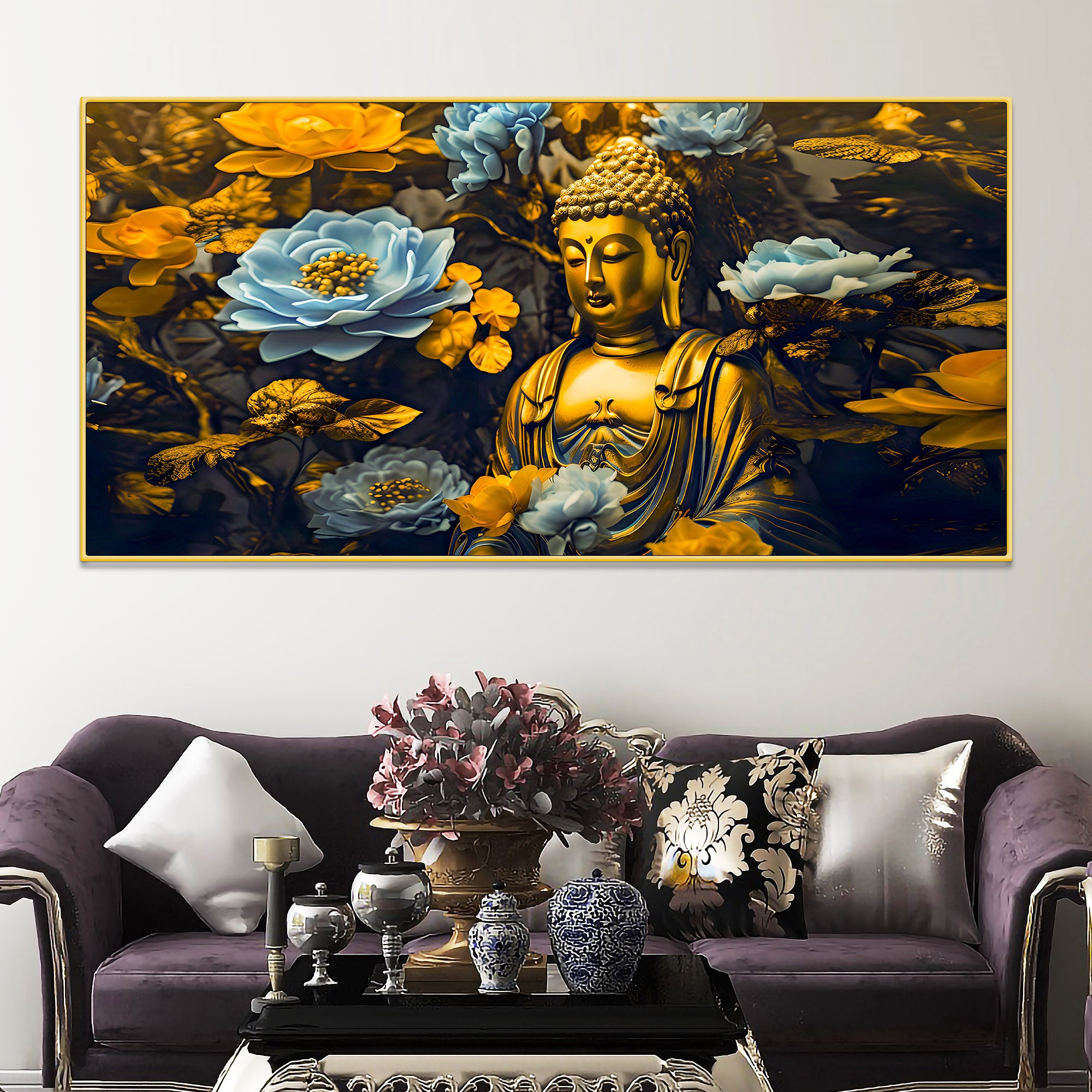 Gautam Buddha Wall Painting for Premium Living Room Décor