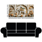 Gentle White Elephant with Peacock in Palace Garden 3D Canvas Wall Painting