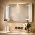 Geometric LED Light Mirror Cabinet with Soft Close Doors