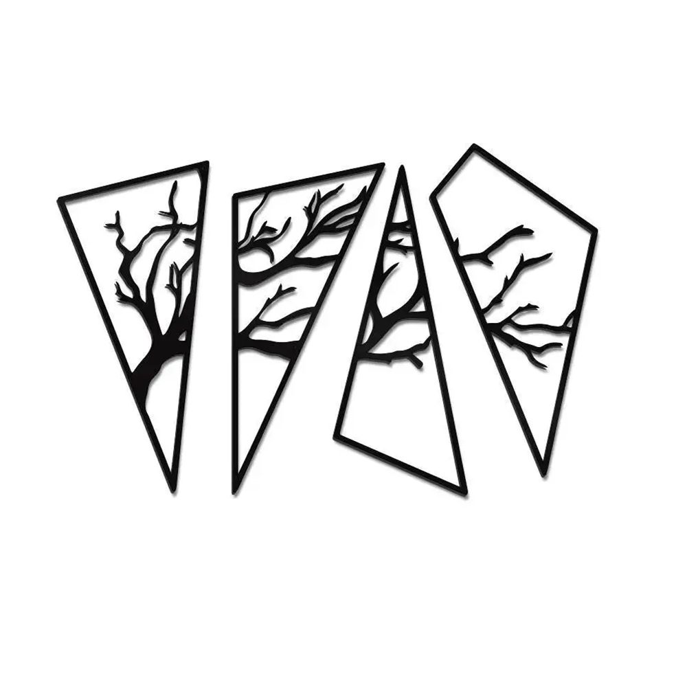 Geometric Tree of Life Metal Wall Art Modern Decor Artwork