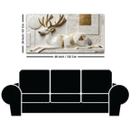Geometric White & Golden Resting Stag 3D Canvas Wall Painting