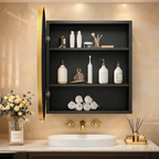 Gervon Round Medicine Cabinet Golden Wall Mounted Mirror