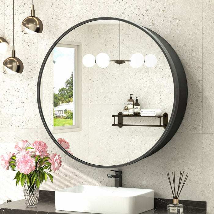 Gervon Round Medicine Cabinet Wall Mounted Mirror