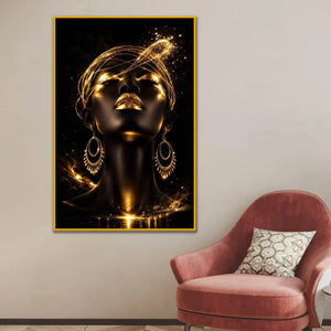 Glam Woman Portrait Floating Frame Crystal Wall Painting