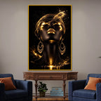 Glam Woman Portrait Floating Frame Crystal Wall Painting
