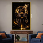Glam Woman Portrait Floating Frame Crystal Wall Painting