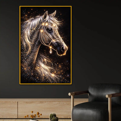 Glamorous Horse Wall Art Floating Frame Crystal Wall Painting