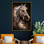 Glamorous Horse Wall Art Metal Floating Frame Crystal Wall Painting