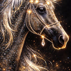 Glamorous Horse Wall Art Metal Floating Frame Crystal Wall Painting