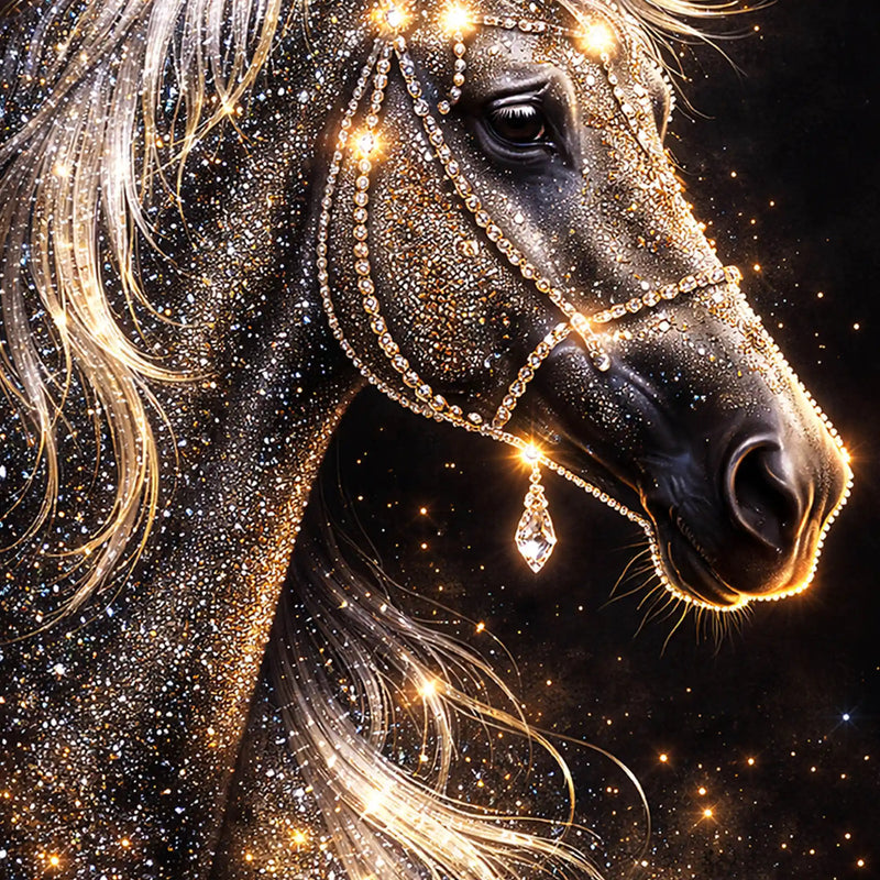 Glamorous Horse Wall Art Metal Floating Frame Crystal Wall Painting