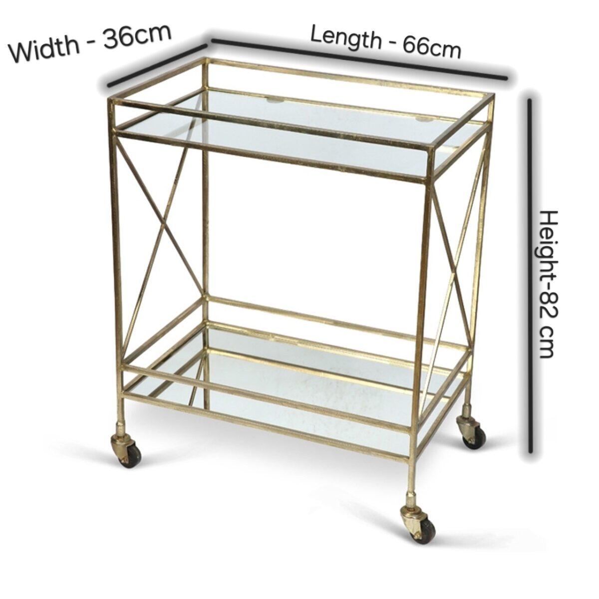 Glamorous Two-Tier Gold Bar Cart Drinks Trolley