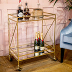 Glamorous Two-Tier Gold Bar Cart Drinks Trolley
