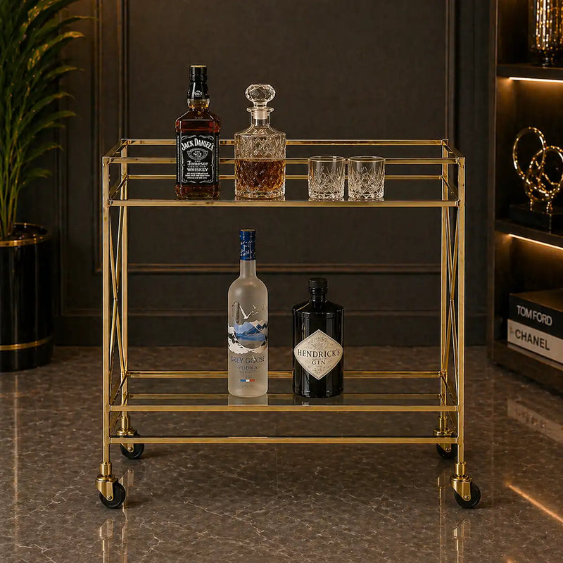 glamorous-two-tier-gold-bar-cart-drinks-trolley