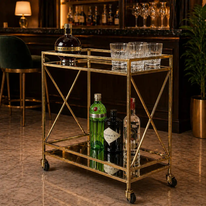 glamorous-two-tier-gold-bar-cart-drinks-trolley