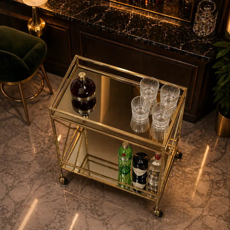 glamorous-two-tier-gold-bar-cart-drinks-trolley