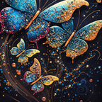 Glittery Cosmic Butterfly In Galaxy Floating Frame Crystal Wall Painting Set of 3