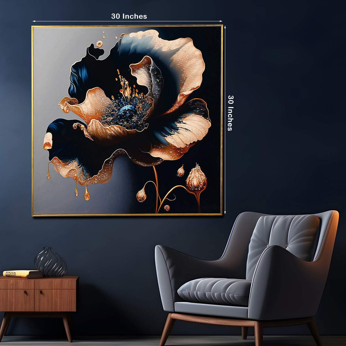 Gloriosa Pearl Framed Crystal Glass Painting