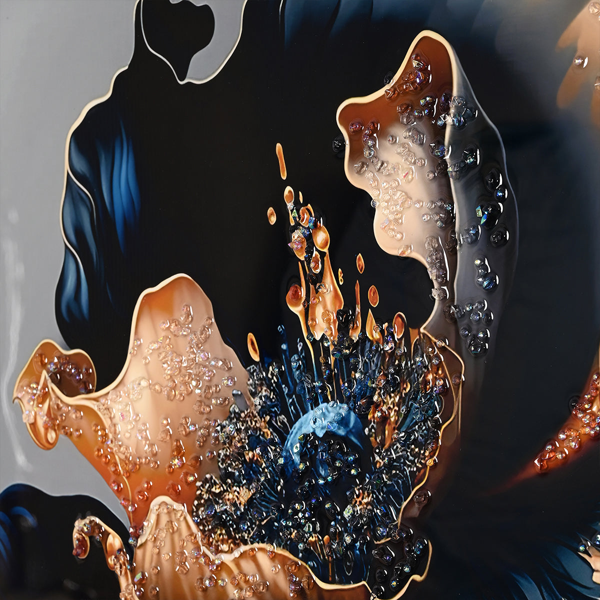 Gloriosa Pearl Framed Crystal Glass Painting