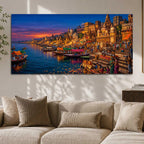 Glorious Banaras Riverside Celebration Painting for Home Decor