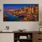 Glorious Banaras Riverside Celebration Painting for Home Decor