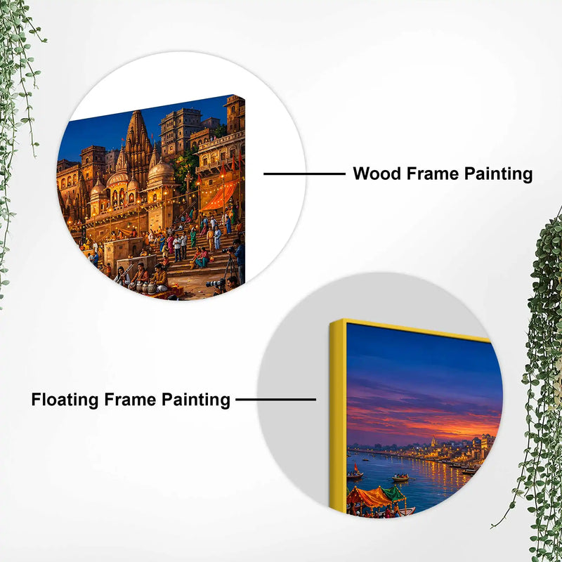 Glorious Banaras Riverside Celebration Painting for Home Decor