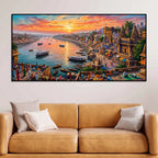 Glorious Kashi Temple Riverside Painting for Entryway Décor