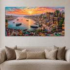 Glorious Kashi Temple Riverside Painting for Entryway Décor