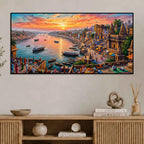 Glorious Kashi Temple Riverside Painting for Entryway Décor