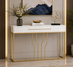 Glossy White Top Console with Modern Gold Detailing
