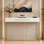 Glossy White Top Console with Modern Gold Detailing