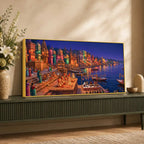 Glowing Kashi Ghats Night Canvas Wall Art Painting