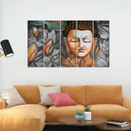 God Buddha Meditating Canvas Wall Painting Set of Five