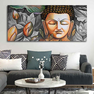 God Buddha Meditating Large Canvas Wall Painting