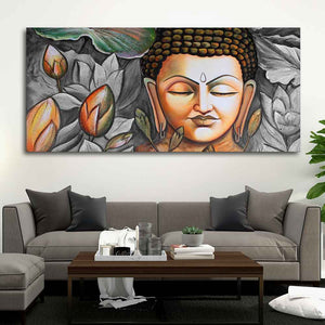 God Buddha Meditating Large Canvas Wall Painting