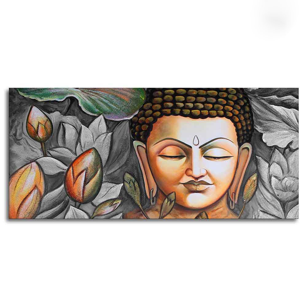 God Buddha Meditating Large Canvas Wall Painting