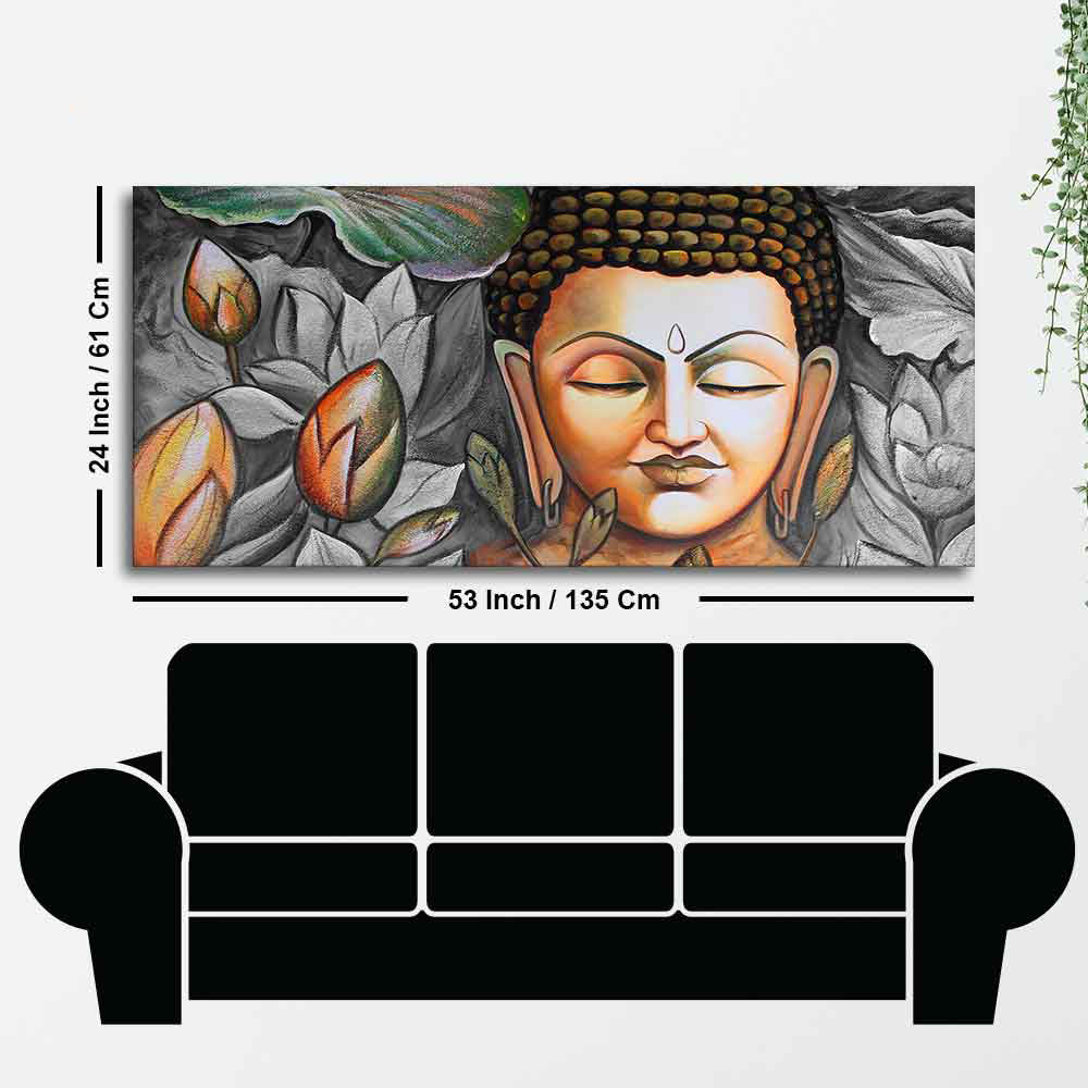 God Buddha Meditating Large Canvas Wall Painting