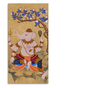 God Ganesha Thai Style Art Canvas Wall Painting