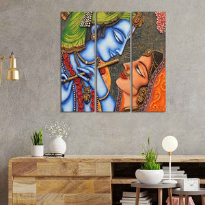 God Radha Krishna Beautiful Wall Painting 3 Pieces