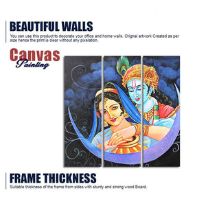 God Radha Krishna Canvas Wall Painting Set of 3 Pieces