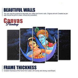 God Radha Krishna Canvas Wall Painting Set of Five