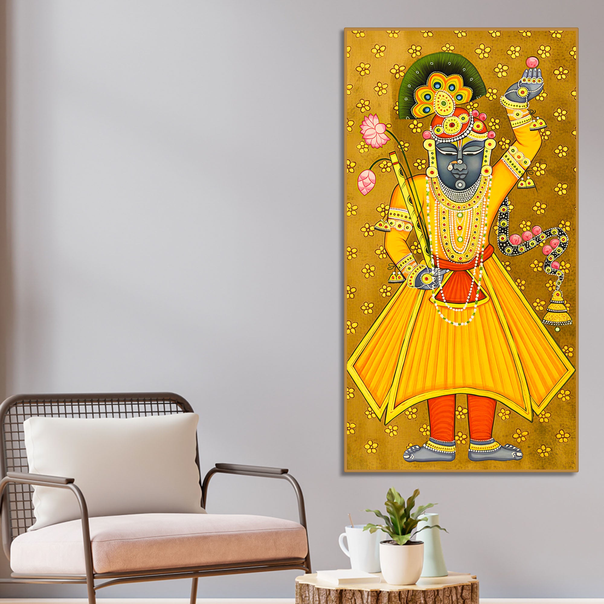God Shrinath Ji Canvas Painting | Devotional Indian Wall Decor Art